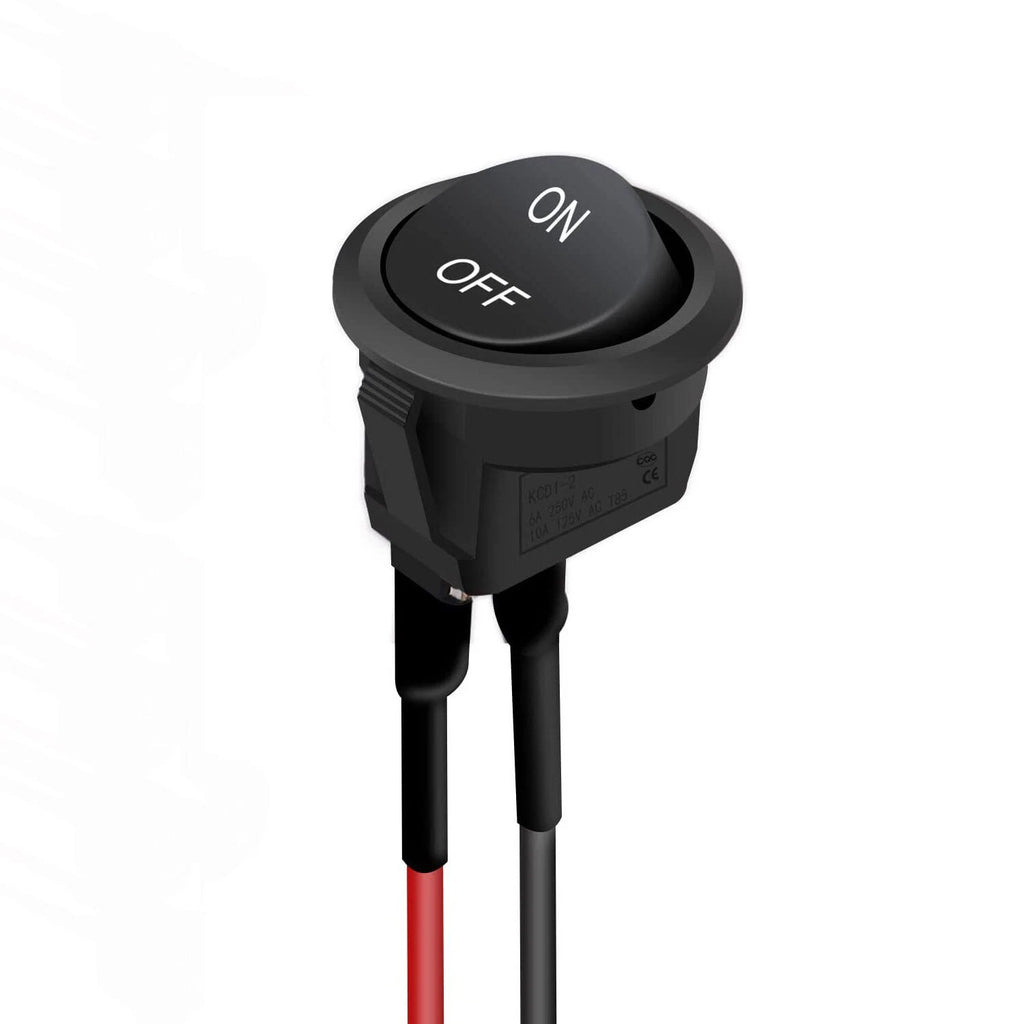 Round rocker Toggle Switch12V ON/Off Switch 12Volt DC 2Pin SPST 6A/250V 10A/125V